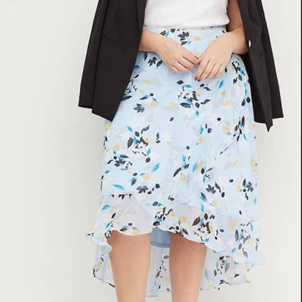 NWT Lane Bryant Floral A-Line Faux-Wrap Hi Low Skirt Summer Plus: Size: 26/28